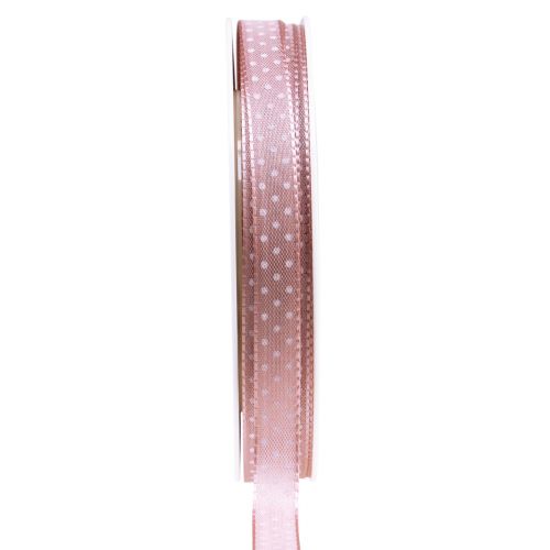 Floristik24 Fita para presente fita decorativa pontilhada rosa velho 10mm 25m