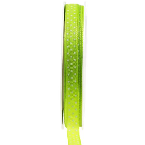 Floristik24 Fita para presente fita decorativa pontilhada Maio verde 10mm 25m