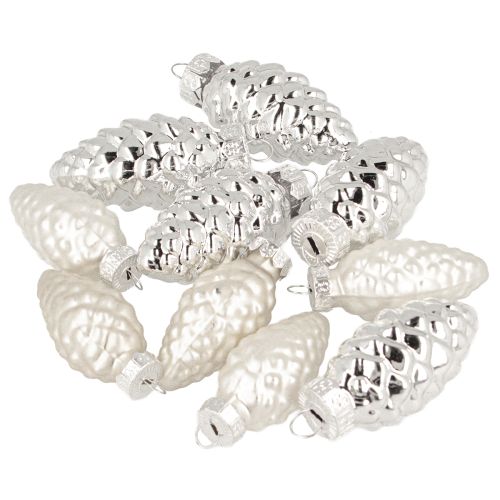 Itens Cones mix de vidro prata 5cm 14 unidades