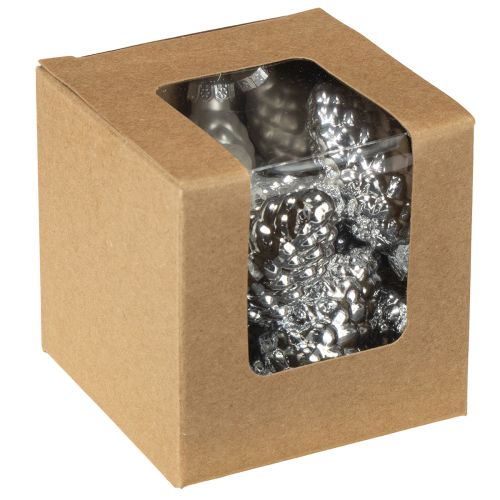 Itens Cones mix de vidro prata 5cm 14 unidades