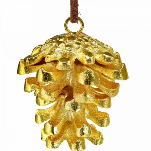 Itens Cones decorativos de pinhas para pendurar Dourado H6cm