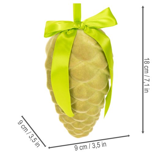 Pinhas decorativas para pendurar, pinhas flocadas com fita e laço, 18 cm, 3 peças | Floristik24.pt