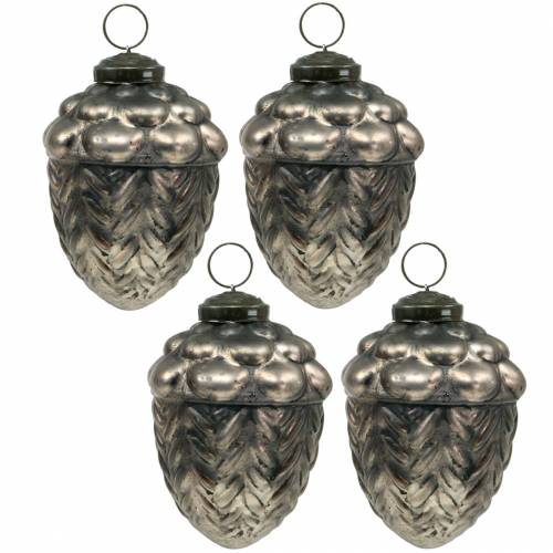 Floristik24 Cones de decoração para árvores de Natal vidro bronze Ø8cm H8cm 4 unidades