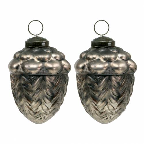 Floristik24 Cones de decoração para árvores de Natal vidro bronze Ø9cm Alt.10cm 2 unidades