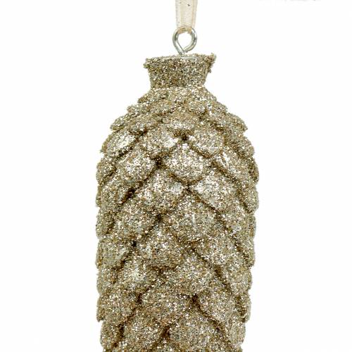 Itens Cones de decoração para árvores de Natal glitter dourados 8,5 cm 6 unidades