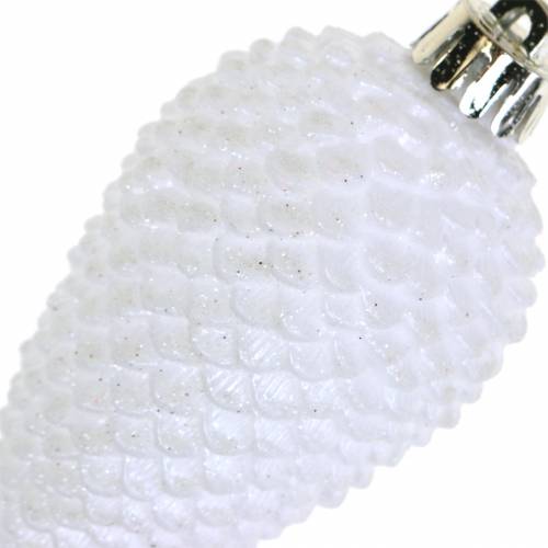 Floristik24 Cones de decoração para árvores de Natal brancos 8cm 6 unidades