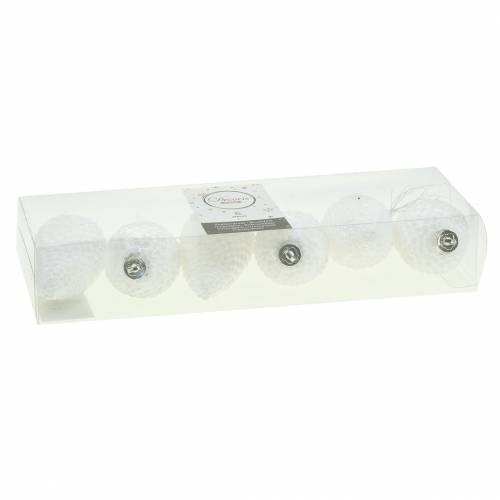 Floristik24 Cones de decoração para árvores de Natal brancos 8cm 6 unidades