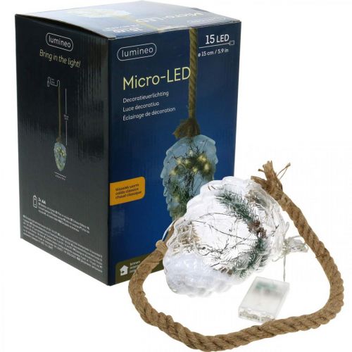 Floristik24 Decoração de Natal com cone com luzes LED temporizador H21cm