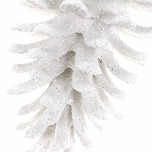 Itens Enfeites para árvore de natal cones glitter branco 9cm x 4,5cm 6 unidades