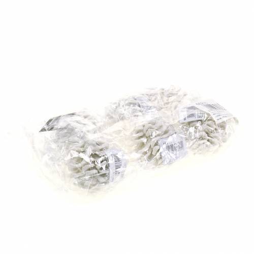 Floristik24 Cones de decoração para árvores de Natal purpurina branca 9 cm 6 unidades