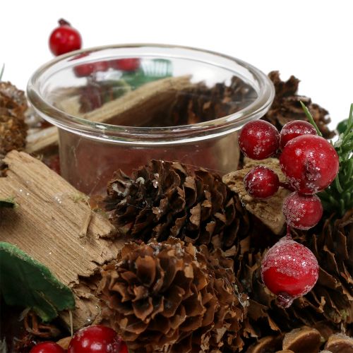 Floristik24 Arranjo de velas com cones natureza 19cm