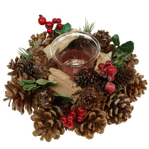 Floristik24 Arranjo de velas com cones natureza 19cm