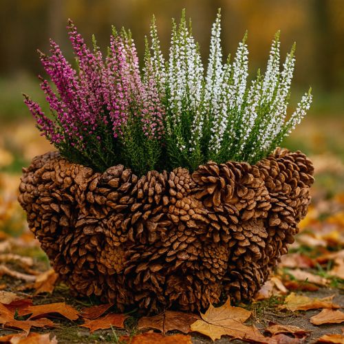 Itens Cesta de plantas em cone pinhas naturais Ø33cm A17cm