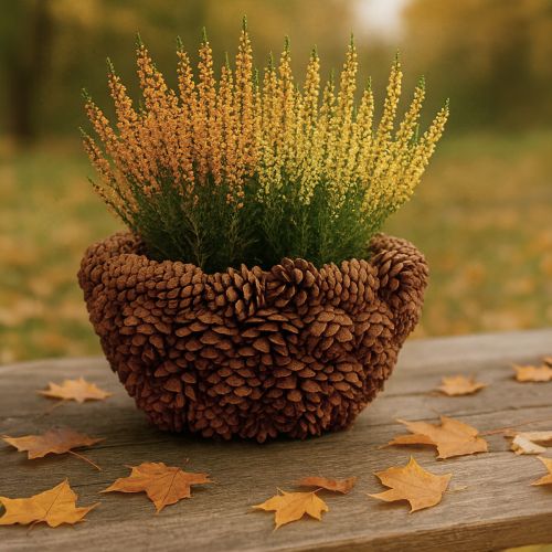 Itens Cesta de plantas em cone pinhas naturais Ø33cm A17cm