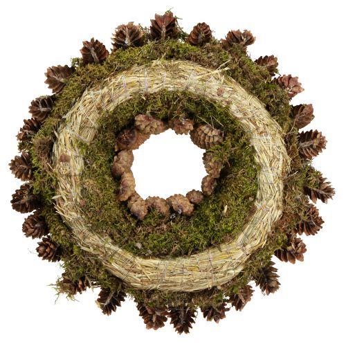 Itens Coroa de cones com musgo Coroa grande feita de cones de abeto Ø45cm