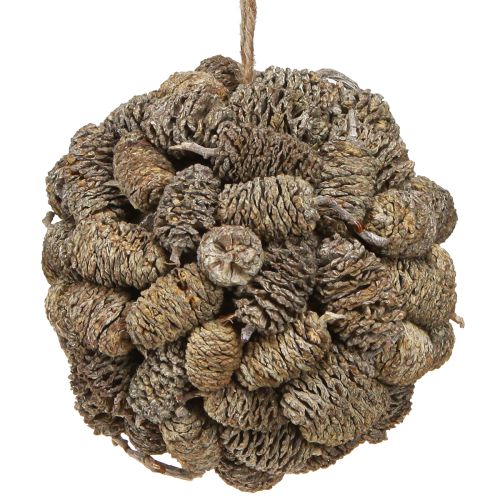 Bola cônica para pendurar pinhas de amieiro caiadas de branco 12cm