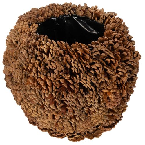 Vaso decorativo com pinhas, aparência natural, 27 cm. Vaso redondo em formato de pinha, marrom natural, feito de pinhas, 27 cm x 22 cm. comprar | Floristik24.pt