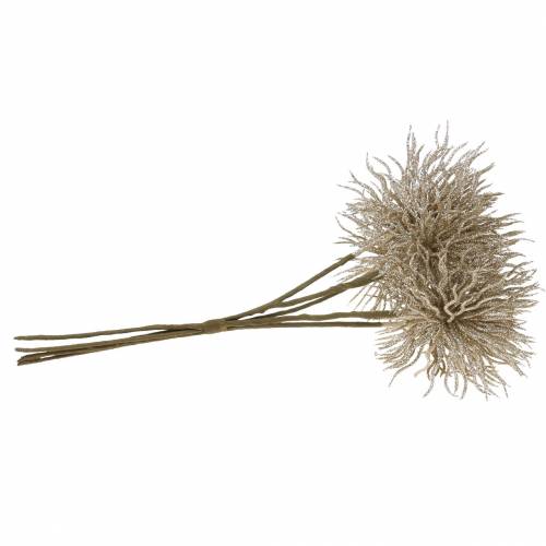 Floristik24 Ramo de clematis artificial champanhe com glitter 32cm 5pcs