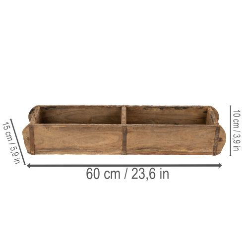 Itens Bandeja de madeira com dois compartimentos, formato autêntico de tijolo, ideal para casa ou escritório, 60 cm