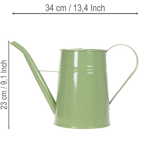 Regador vintage de metal para interiores, verde menta, 1,7L; vaso decorativo, design retrô, 23cm de altura. | Floristik24.pt