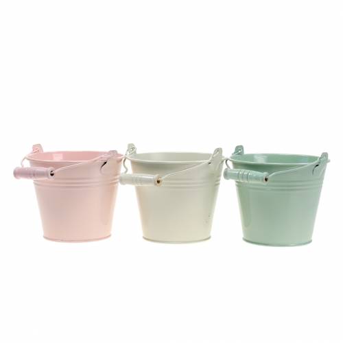 Floristik24 Variedade de balde de zinco cores pastel Ø10cm H8cm 10p