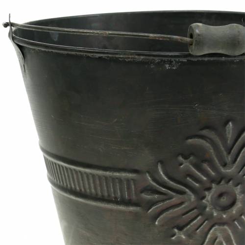 Floristik24 Balde decorativo de zinco antigo Ø22cm Alt.19cm