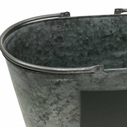 Floristik24 Plantador de cuba de zinco com alças Oval Cinza H20cm