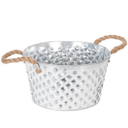 Tigela de zinco, tigela decorativa, metal com alça de corda, Ø22cm A12cm comprar | Floristik24.pt