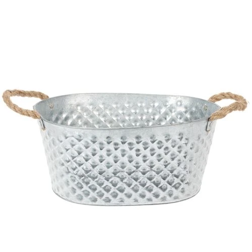 Tigela oval grande de zinco, 31 cm x 20 cm, 15 cm de altura. comprar | Floristik24.pt