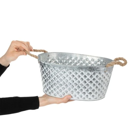 Tigela oval grande de zinco, 31 cm x 20 cm, 15 cm de altura. | Floristik24.pt