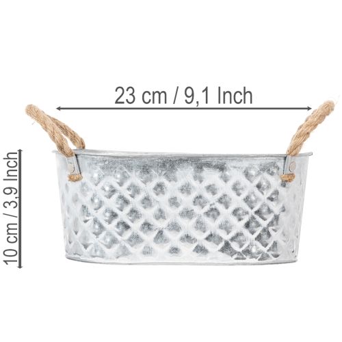 Tigela oval de zinco, 23 cm x 12 cm x 10,5 cm | Floristik24.pt