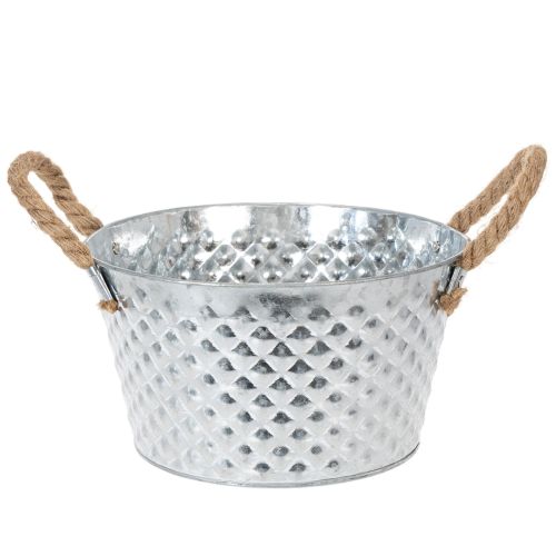 Tigela redonda de zinco com alças de corda Ø25cm A14cm comprar | Floristik24.pt