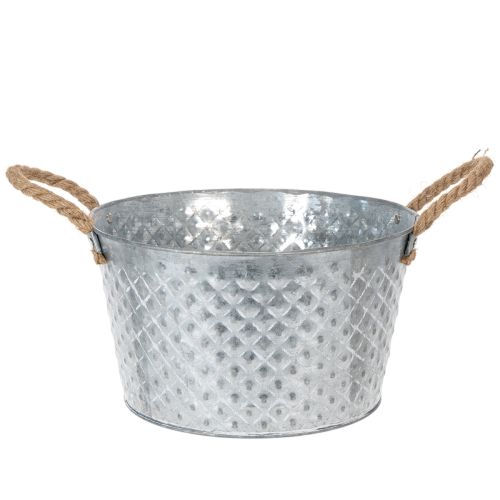 Tigela redonda de zinco com alças de corda Ø28cm A16cm comprar | Floristik24.pt