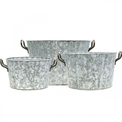 Floristik24 Floreira decorativa em metal zinco Ø26,5/30,5/34,5cm conjunto de 3