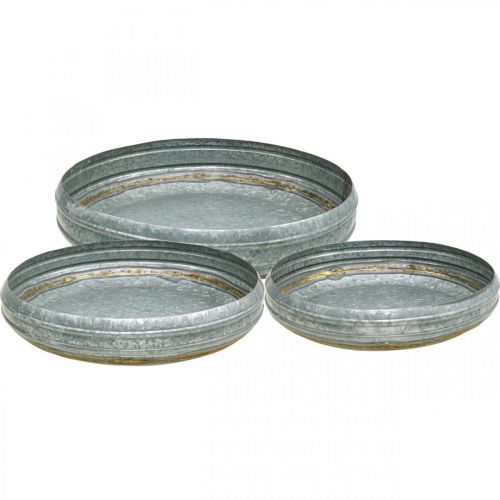 Tigela de zinco tigela de metal ferrugem antiga Ø40/46/52cm conjunto de 3