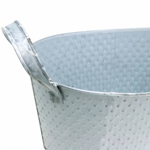Tigela de zinco oval cinza claro lavado 27x18cm Alt.12cm | Floristik24.pt