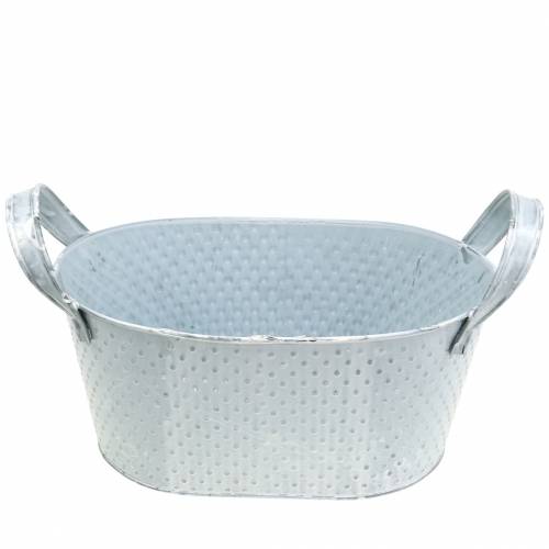 Tigela de zinco oval cinza claro lavado 27x18cm Alt.12cm | Floristik24.pt