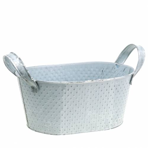 Tigela de zinco oval cinza claro lavado 27x18cm Alt.12cm | Floristik24.pt