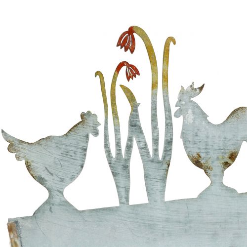 Floristik24 Bandeja de zinco primavera prado e galo 30cm