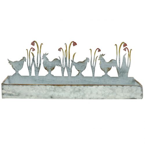Floristik24 Bandeja de zinco primavera prado e galo 30cm