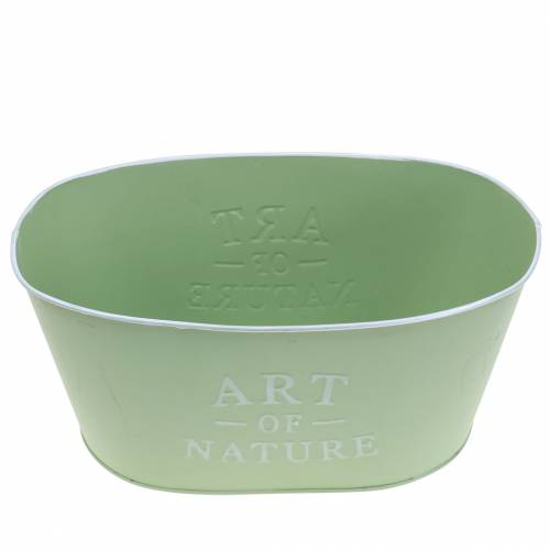 Itens Tigela de flores oval zinco verde menta 27×18cm A12,5cm