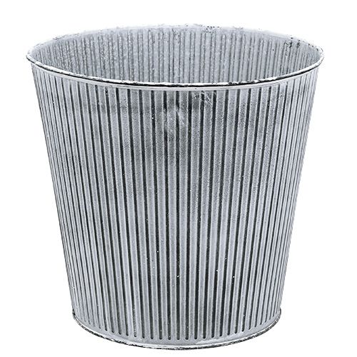 Floristik24 Pote de zinco cinza com listras Ø22cm Alt.21cm