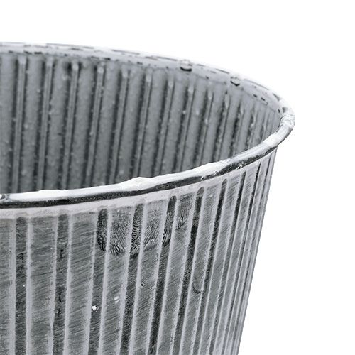 Floristik24 Pote de zinco cinza com listras Ø22cm Alt.21cm