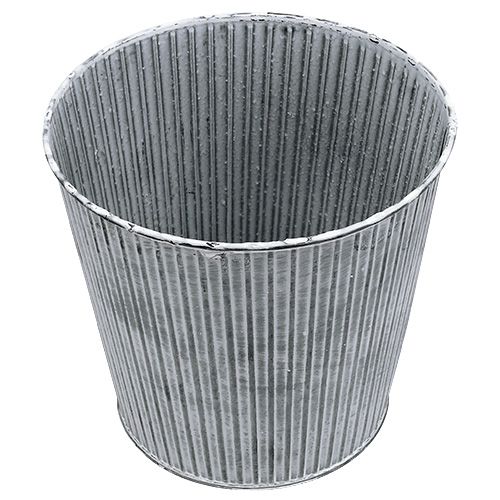 Floristik24 Pote de zinco cinza com listras Ø22cm Alt.21cm
