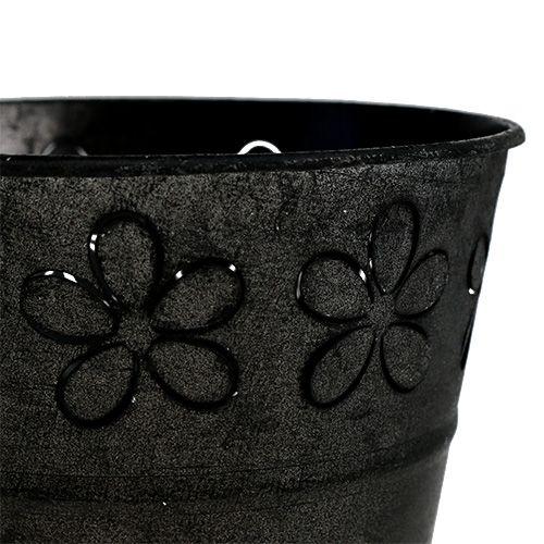 Floristik24 Pote de zinco preto com flores Ø10cm Alt.8cm