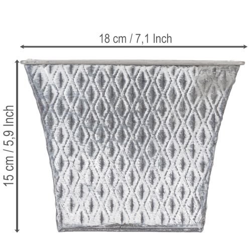 Panela de zinco com padrão de diamante, 15 cm de altura | Floristik24.pt