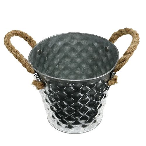 Itens Pote de zinco com alças de corda Ø14,5cm H13cm