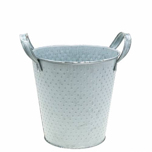 Floristik24 Pote de Zinco com Cabos Manchado Cinza Ø14cm A13cm