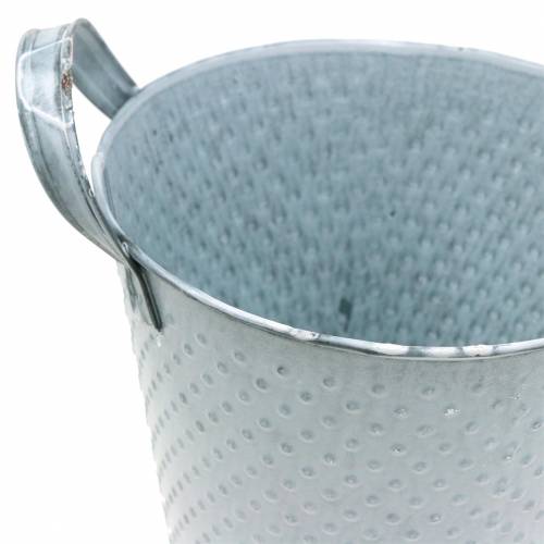 Floristik24 Pote de Zinco com Cabos Manchado Cinza Ø14cm A13cm