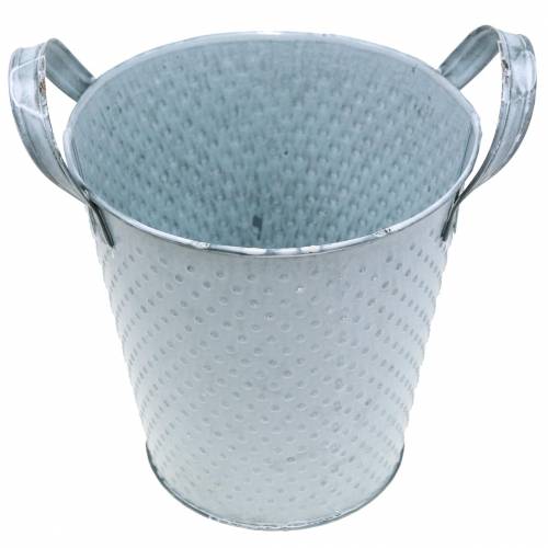 Floristik24 Pote de Zinco com Cabos Manchado Cinza Ø14cm A13cm